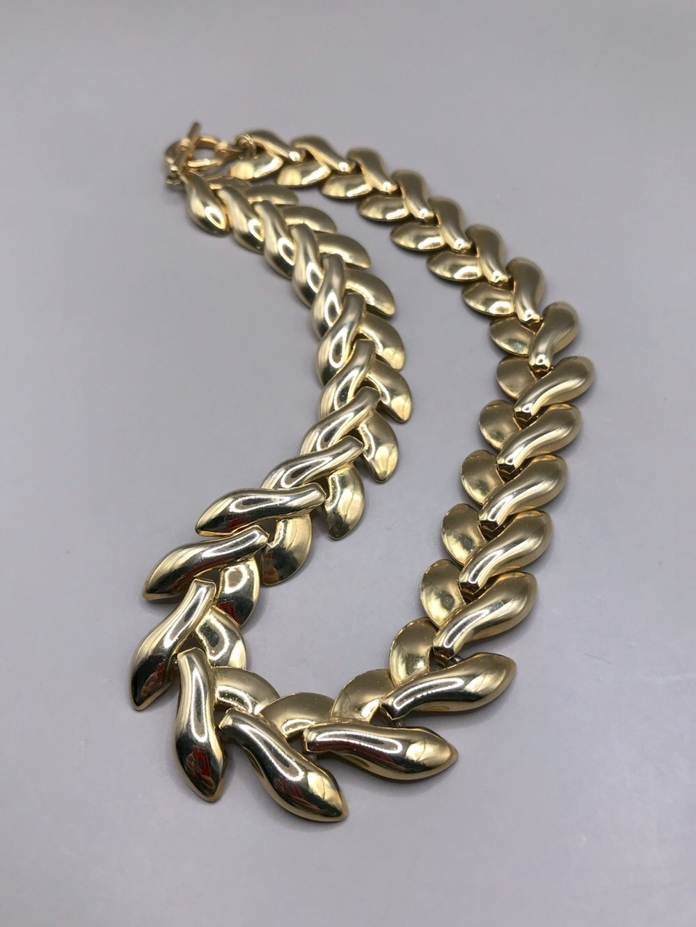 Polished Gold-Tone Leaf-Link Necklace